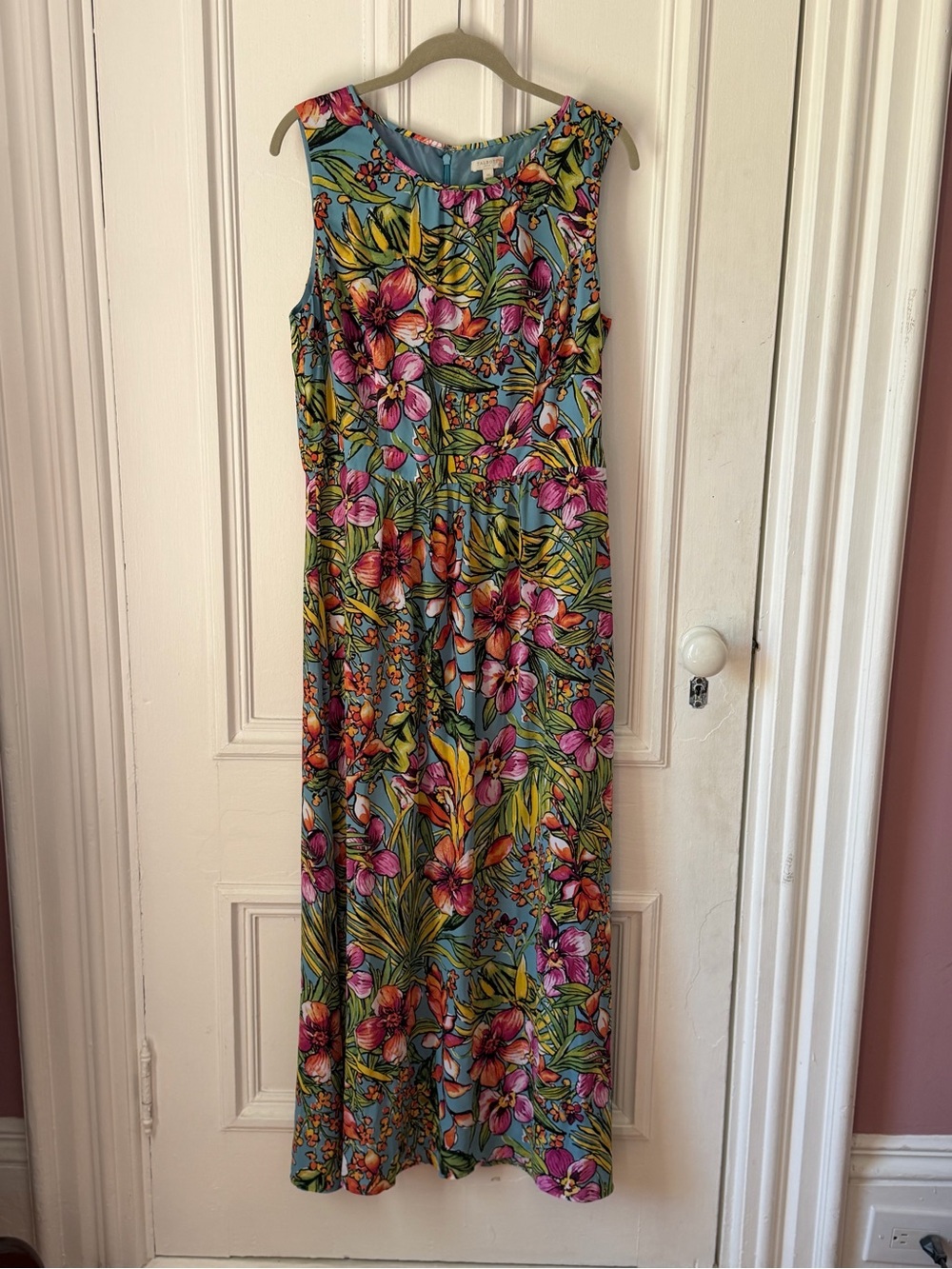Women’s Talbots Factory Sleeveless Floral Tropical Print Maxi Dress Size 12